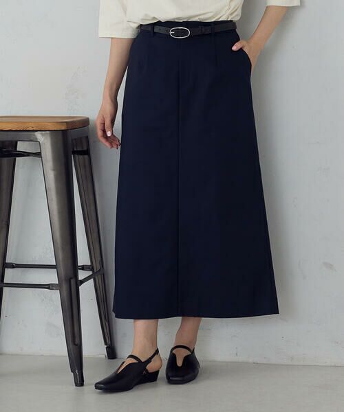 COMME CA ISM / コムサイズム ロング・マキシ丈スカート | ストレッチナロー スカート（ネイビー）