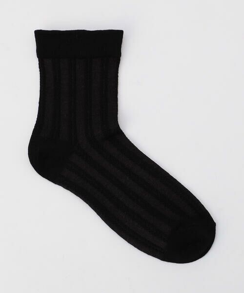 COMME CA ISM / コムサイズム ソックス | ケーブル編み ロークルーソックス（ブラック）