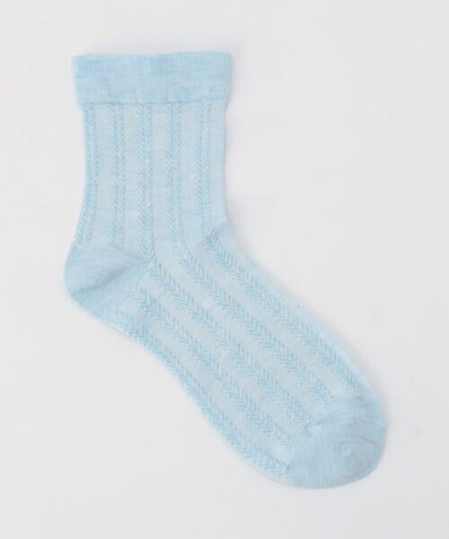 COMME CA ISM / コムサイズム ソックス | ケーブル編み ロークルーソックス（サックス）
