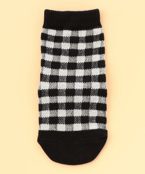 COMME CA ISM / コムサイズム ベビー・キッズグッズ | バックロゴ ギンガムチェック クルーソックス（ブラック）