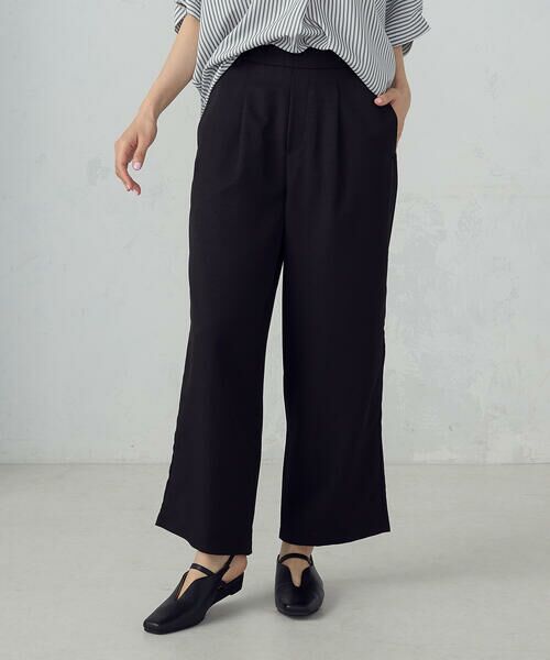 COMME CA ISM / コムサイズム その他パンツ | 【美しいベーシックパンツ】麻調 ワイドパンツ（ブラック）