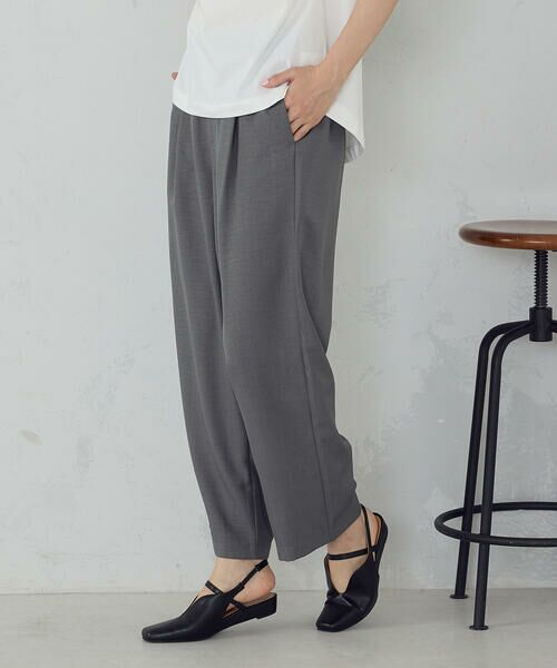 COMME CA ISM / コムサイズム その他パンツ | 【美しいベーシックパンツ】麻調 ワイドパンツ（オリーブ）
