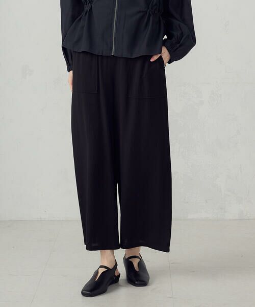 COMME CA ISM / コムサイズム その他パンツ | レーヨンポリエステル麻調スラブ ワークワイドパンツ（ブラック）