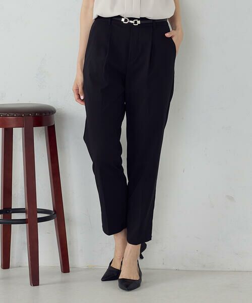 COMME CA ISM / コムサイズム その他パンツ | 【美しいベーシックパンツ】ストレッチツイル テーパードパンツ（ブラック）