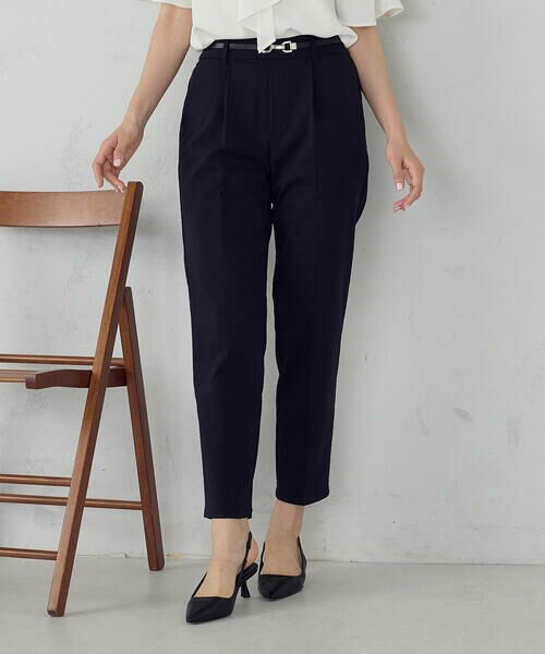 COMME CA ISM / コムサイズム その他パンツ | 【美しいベーシックパンツ】ストレッチツイル テーパードパンツ（ネイビー）