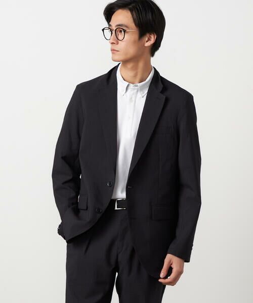 COMME CA ISM / コムサイズム テーラードジャケット | 【セットアップ対応】【ウォッシャブル】リネンライクポリエステル テーラードジャケット（ブラック）