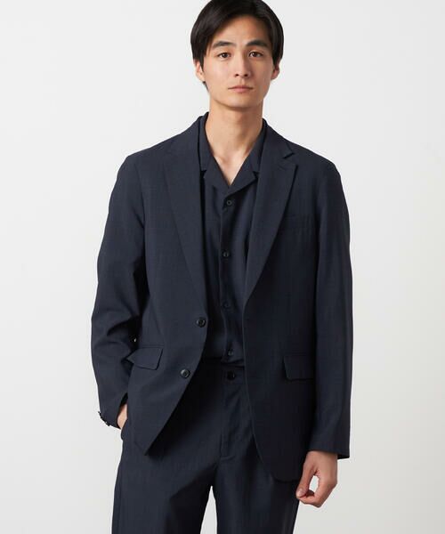 COMME CA ISM / コムサイズム テーラードジャケット | 【セットアップ対応】【ウォッシャブル】リネンライクポリエステル テーラードジャケット（ネイビー）