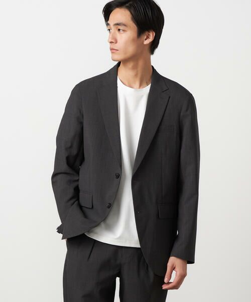 COMME CA ISM / コムサイズム テーラードジャケット | 【セットアップ対応】【ウォッシャブル】リネンライクポリエステル テーラードジャケット（カーキ）