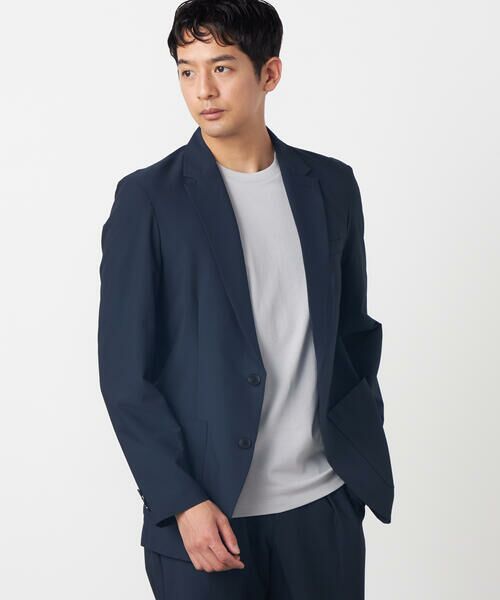 COMME CA ISM / コムサイズム テーラードジャケット | 【セットアップ対応】【ウォッシャブル】ポリエステル シアサッカー テーラードジャケット（ネイビー）