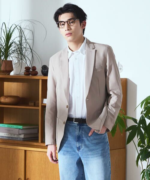 COMME CA ISM / コムサイズム テーラードジャケット | 【セットアップ対応】【ウォッシャブル】ポリエステル シアサッカー テーラードジャケット（ベージュ）