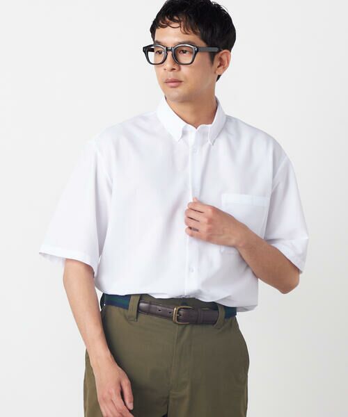 COMME CA ISM / コムサイズム シャツ・ブラウス | 【吸水速乾】ポリエステル シアサッカー 半袖ボタンダウンシャツ | 詳細3