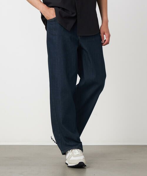COMME CA ISM / コムサイズム デニムパンツ | 8.5OZ デニム ワイドテーパードパンツ（ネイビー）