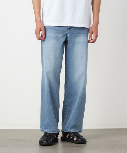COMME CA ISM / コムサイズム デニムパンツ | 8.5OZ デニム ワイドテーパードパンツ（サックス）