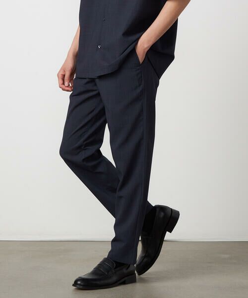 COMME CA ISM / コムサイズム スラックス・ドレスパンツ | 【セットアップ対応】【ウォッシャブル】リネンライクポリエステル テーパードパンツ（ネイビー）
