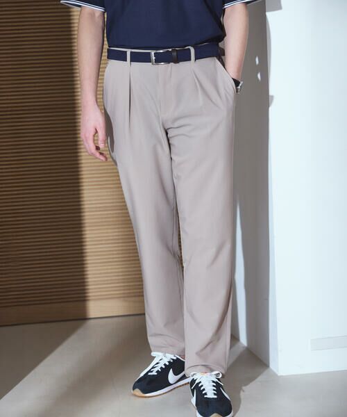 COMME CA ISM / コムサイズム スラックス・ドレスパンツ | 【セットアップ対応】【ウォッシャブル】ポリエステル シアサッカー テーパードパンツ（ベージュ）