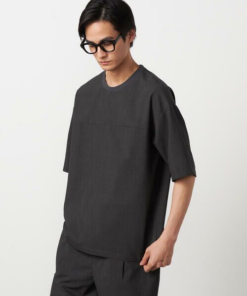 COMME CA ISM / コムサイズム Tシャツ | 【吸水速乾】リネンライクポリエステル 布帛Tシャツ（カーキ）