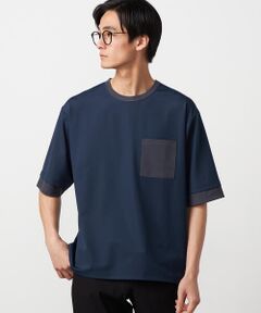 COMME CA ISM / コムサイズム Tシャツ | 軽量スクエアジャガード フェイクレイヤードTシャツ