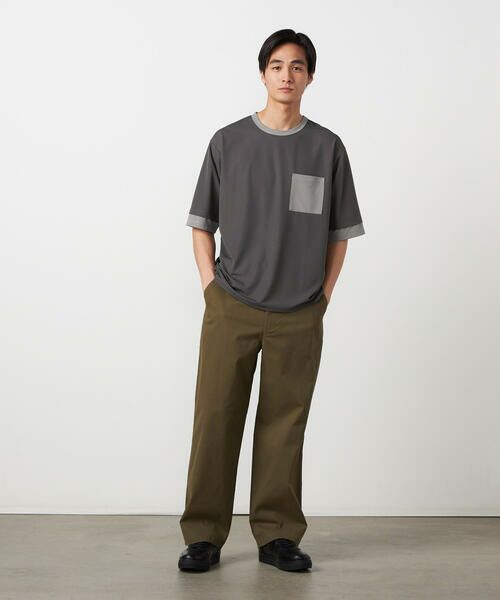 COMME CA ISM / コムサイズム Tシャツ | 軽量スクエアジャガード フェイクレイヤードTシャツ | 詳細1