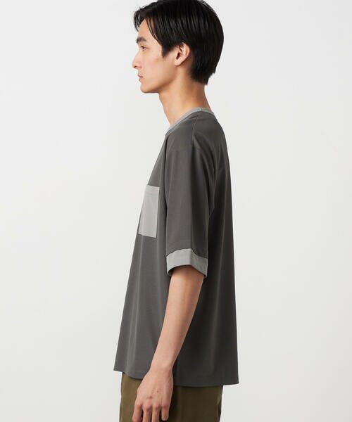 COMME CA ISM / コムサイズム Tシャツ | 軽量スクエアジャガード フェイクレイヤードTシャツ | 詳細6