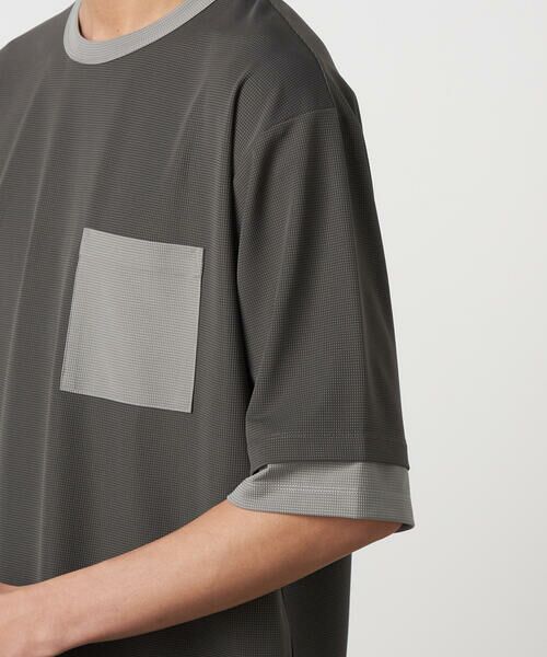 COMME CA ISM / コムサイズム Tシャツ | 軽量スクエアジャガード フェイクレイヤードTシャツ | 詳細10