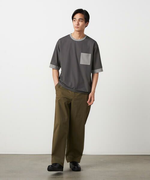 COMME CA ISM / コムサイズム Tシャツ | 軽量スクエアジャガード フェイクレイヤードTシャツ | 詳細2