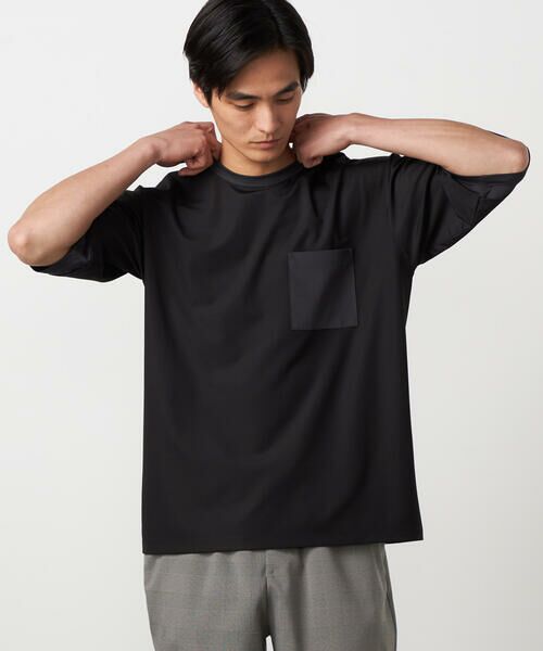 COMME CA ISM / コムサイズム Tシャツ | 軽量スクエアジャガード フェイクレイヤードTシャツ | 詳細15