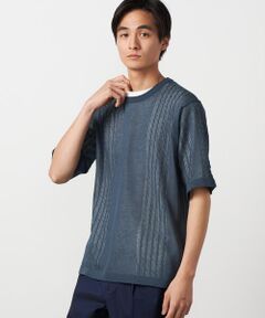 COMME CA ISM / コムサイズム ニット・セーター | 【セットアイテム】リネンライクケーブル クルーネックニット＋T/C天竺Tシャツ