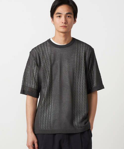 COMME CA ISM / コムサイズム ニット・セーター | 【セットアイテム】リネンライクケーブル クルーネックニット＋T/C天竺Tシャツ | 詳細3