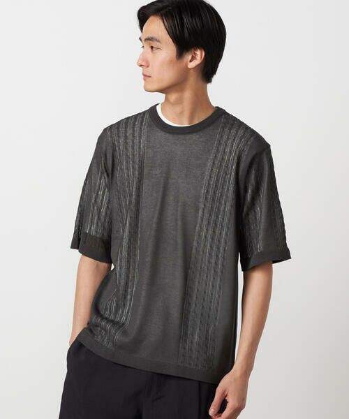 COMME CA ISM / コムサイズム ニット・セーター | 【セットアイテム】リネンライクケーブル クルーネックニット＋T/C天竺Tシャツ | 詳細4