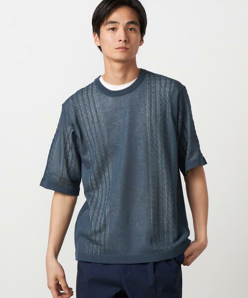 COMME CA ISM / コムサイズム ニット・セーター | 【セットアイテム】リネンライクケーブル クルーネックニット＋T/C天竺Tシャツ | 詳細11