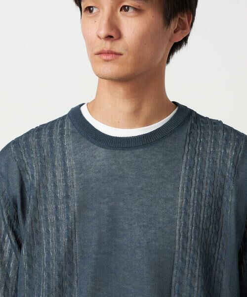 COMME CA ISM / コムサイズム ニット・セーター | 【セットアイテム】リネンライクケーブル クルーネックニット＋T/C天竺Tシャツ | 詳細15