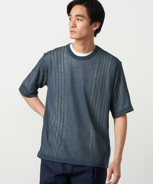 COMME CA ISM / コムサイズム ニット・セーター | 【セットアイテム】リネンライクケーブル クルーネックニット＋T/C天竺Tシャツ | 詳細9