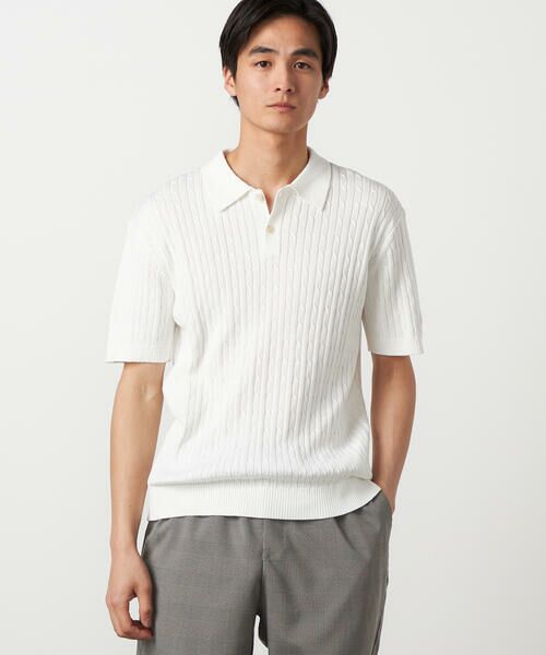 COMME CA ISM / コムサイズム ニット・セーター | ケーブルポロニット(オフ)