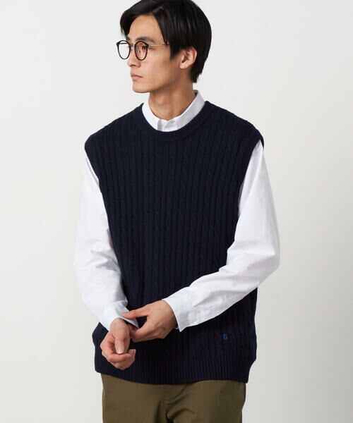 COMME CA ISM / コムサイズム ニット・セーター | ケーブルニットベスト（ネイビー）