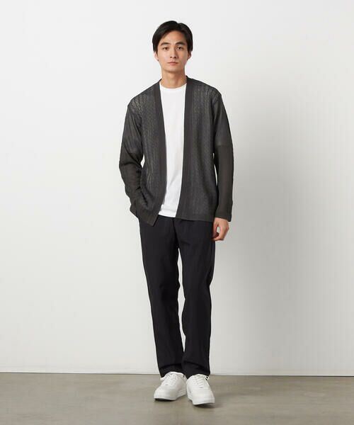 COMME CA ISM / コムサイズム カーディガン・ボレロ | 【セットアイテム】リネンライクケーブル ボタンレスカーディガン＋T/C天竺Tシャツ | 詳細1