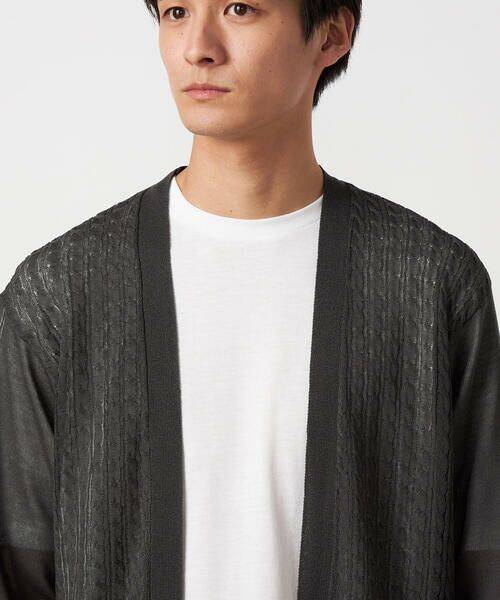 COMME CA ISM / コムサイズム カーディガン・ボレロ | 【セットアイテム】リネンライクケーブル ボタンレスカーディガン＋T/C天竺Tシャツ | 詳細8