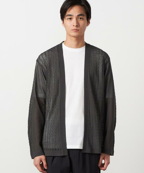 COMME CA ISM / コムサイズム カーディガン・ボレロ | 【セットアイテム】リネンライクケーブル ボタンレスカーディガン＋T/C天竺Tシャツ | 詳細5