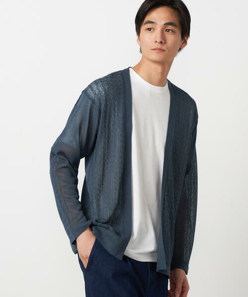 COMME CA ISM / コムサイズム カーディガン・ボレロ | 【セットアイテム】リネンライクケーブル ボタンレスカーディガン＋T/C天竺Tシャツ | 詳細14