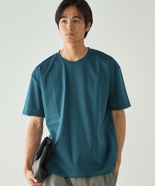 COMME CA ISM / コムサイズム Tシャツ | 【MADE IN JAPAN】シルキーポンチTシャツ(ターコイズ)