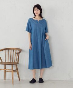 COMME CA ISM / コムサイズム ロング・マキシ丈ワンピース | デニム 半袖アッパッパ