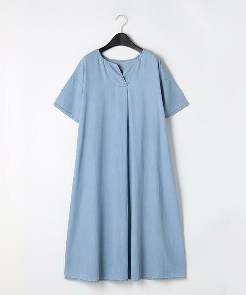 COMME CA ISM / コムサイズム ロング・マキシ丈ワンピース | デニム 半袖アッパッパ（サックス）