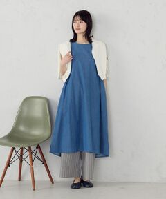 COMME CA ISM / コムサイズム ロング・マキシ丈ワンピース | デニム ノースリーブアッパッパ