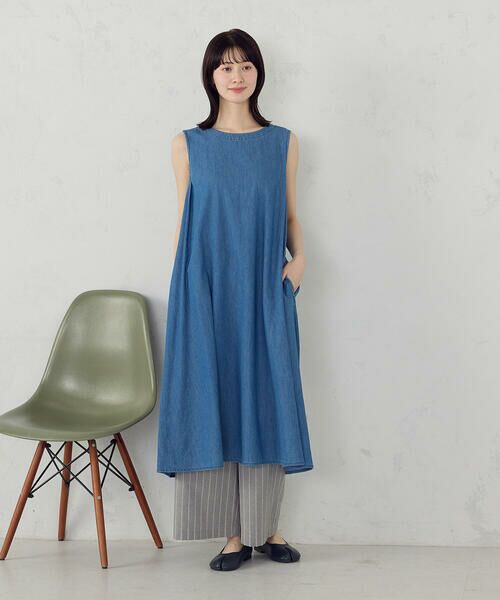 COMME CA ISM / コムサイズム ロング・マキシ丈ワンピース | デニム ノースリーブアッパッパ | 詳細2