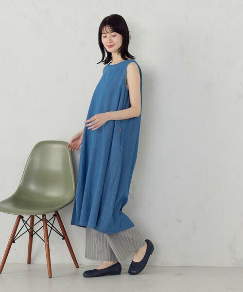 COMME CA ISM / コムサイズム ロング・マキシ丈ワンピース | デニム ノースリーブアッパッパ | 詳細4
