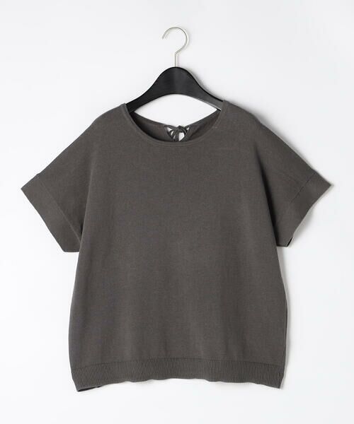 COMME CA ISM / コムサイズム ニット・セーター | コットンリネン ニットプルオーバー（チャコール）