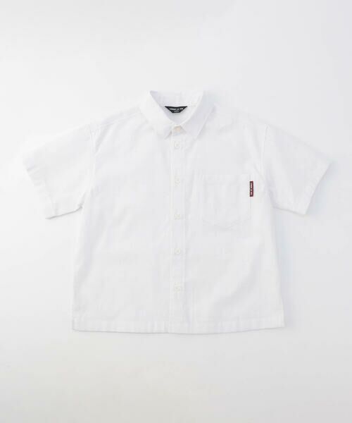 COMME CA ISM / コムサイズム シャツ・ブラウス | 綿麻シャンブレー 半袖 シャツ（ホワイト）