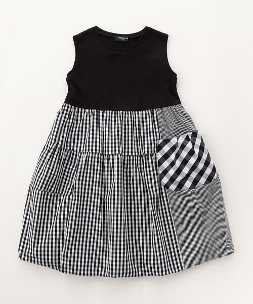 COMME CA ISM / コムサイズム ロング・マキシ丈ワンピース | ギンガムチェック バルーンワンピース（ブラック）