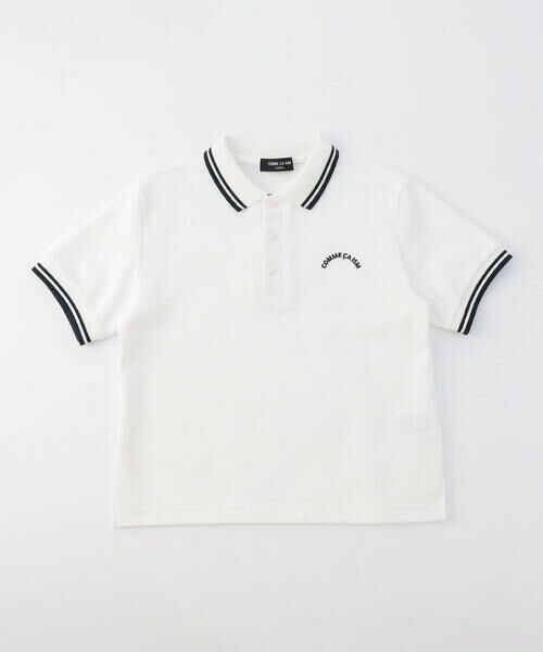 COMME CA ISM / コムサイズム ポロシャツ | ライン入り 鹿の子 ポロシャツ（ホワイト）