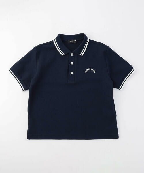 COMME CA ISM / コムサイズム ポロシャツ | ライン入り 鹿の子 ポロシャツ（ネイビー）