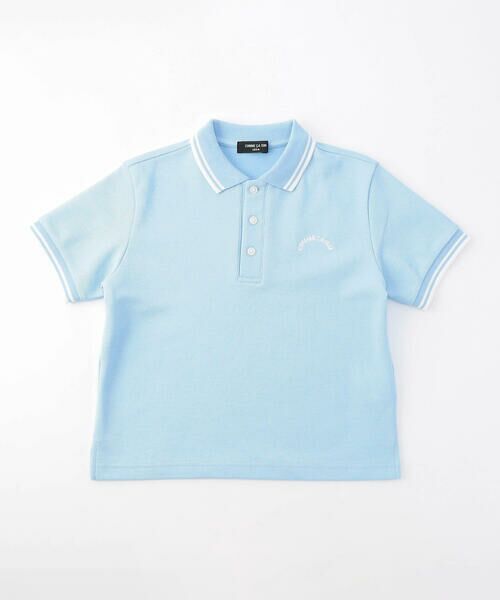 COMME CA ISM / コムサイズム ポロシャツ | ライン入り 鹿の子 ポロシャツ（サックス）